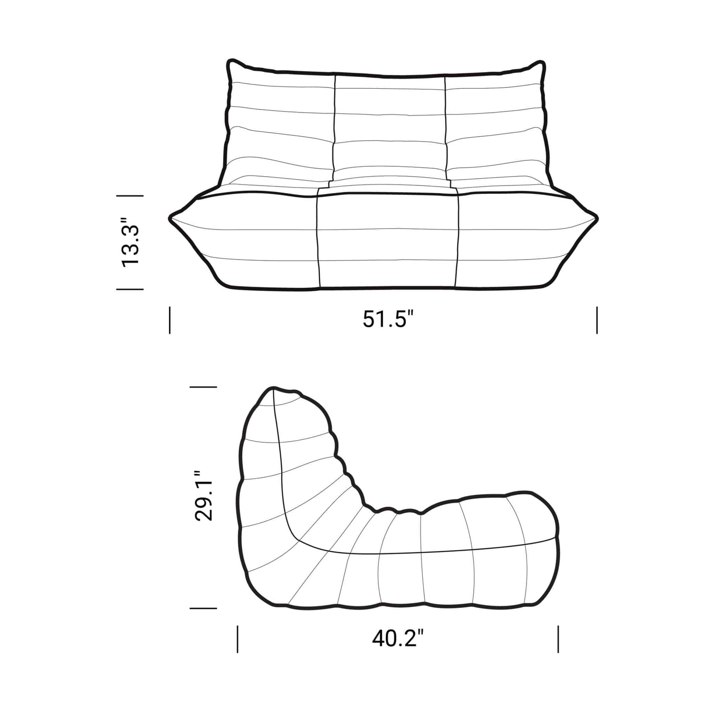 two-seats Ducaroy Togo Chair